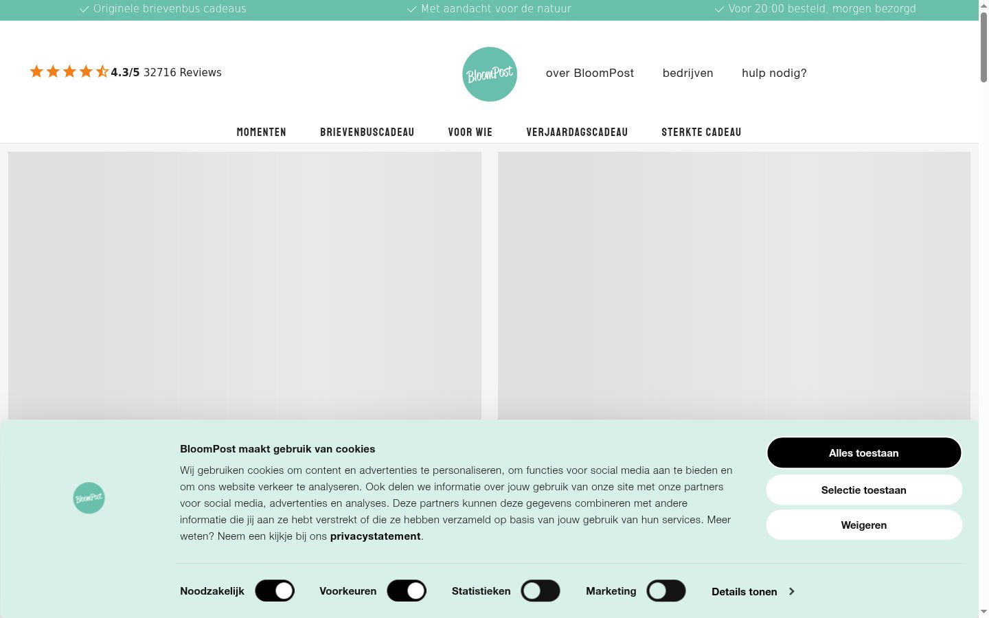 Captura de ecrã do banner de consentimento apresentado antes de qualquer interação