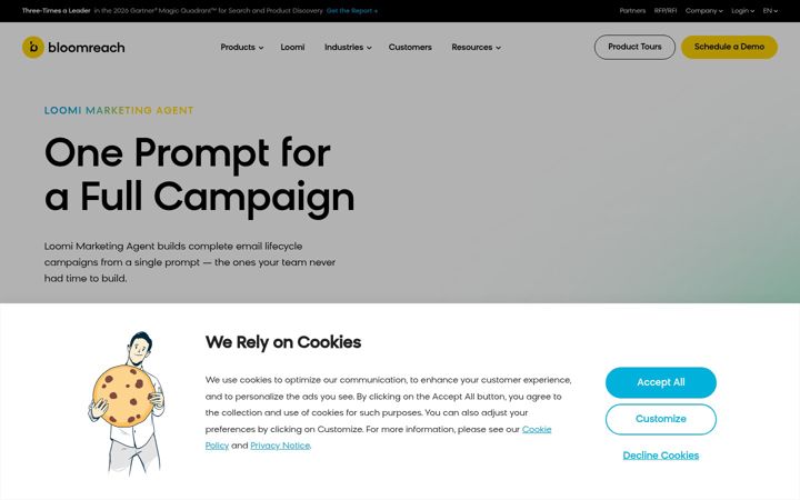 Екранна снимка на bloomreach.com