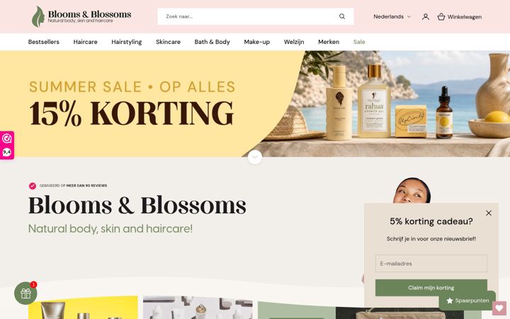 Screenshot stránky bloomsandblossoms.fr