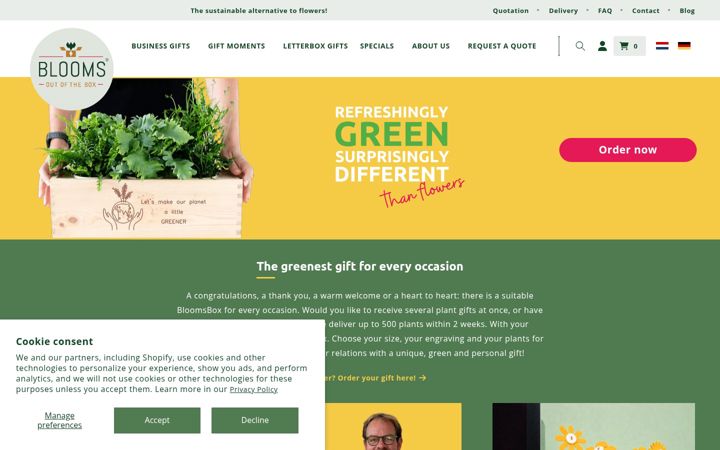 Screenshot of bloomsoutofthebox.com