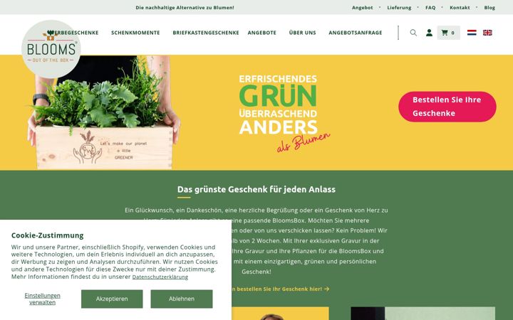 Screenshot of bloomsoutofthebox.de