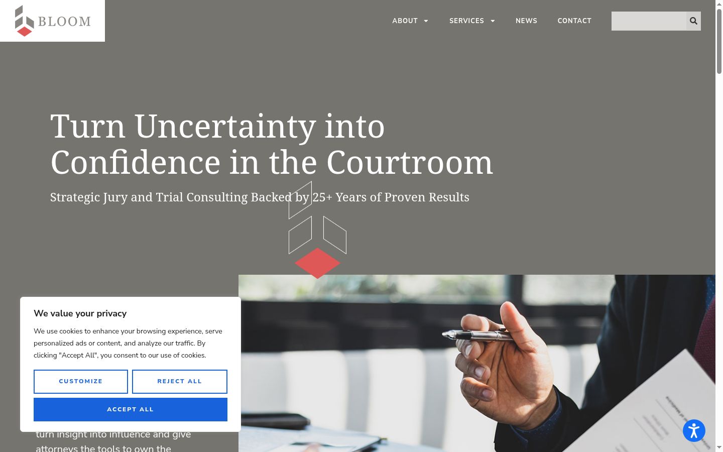 Screenshot of the consent banner shown before any interaction
