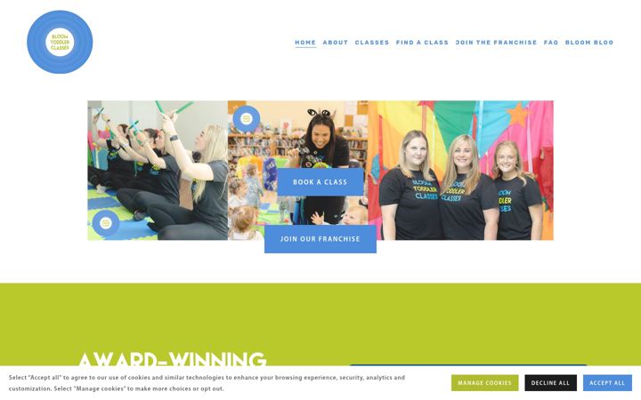 Screenshot of bloomtoddlerclasses.com