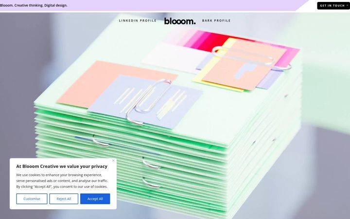 Ekrānuzņēmums no blooomcreative.co.uk