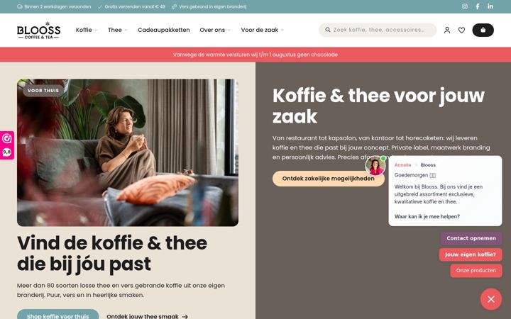 Captura de pantalla de bloosscoffeetea.nl