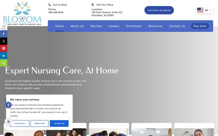 Snimka zaslona za blossomhomecareandnursing.com