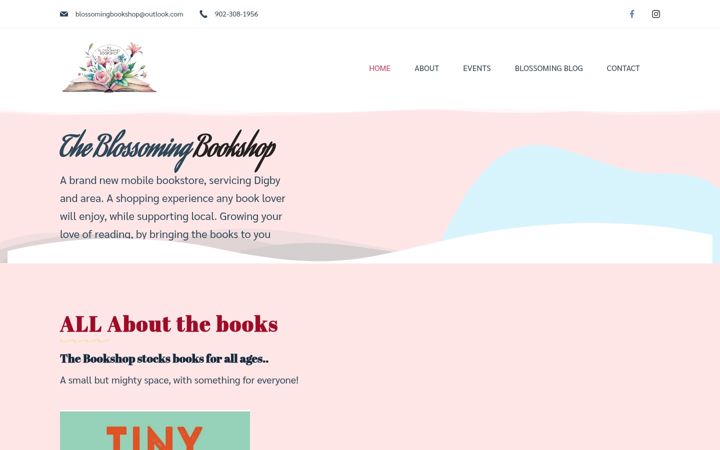 Screenshot of blossomingbookshop.ca