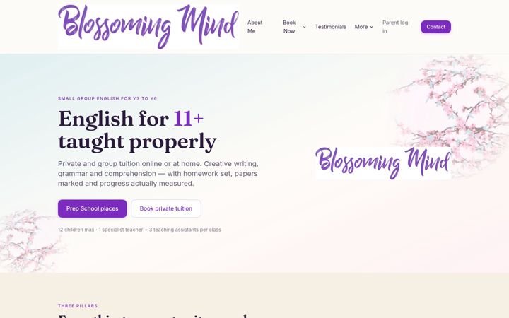Screenshot of blossomingmind.co.uk