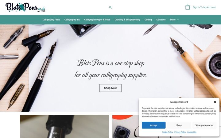 Screenshot of blotspens.co.uk