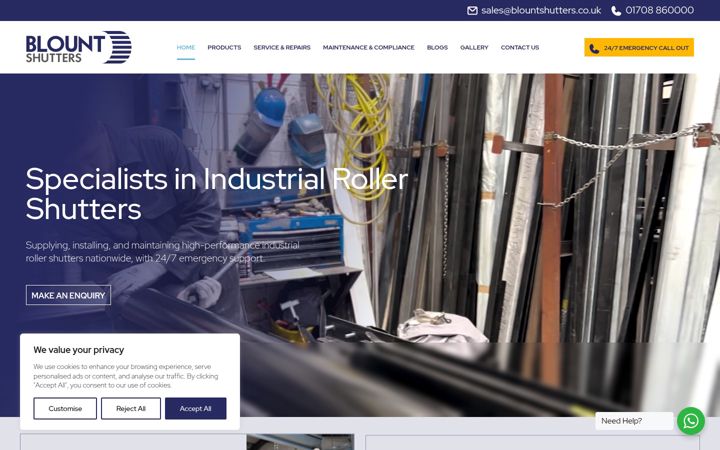 Screenshot of blountshutters.co.uk
