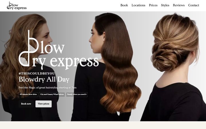 Screenshot of blowdryexpress.co.uk