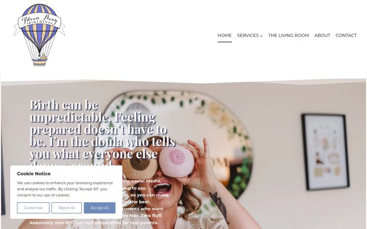 Screenshot of blownawaybirthing.co.uk