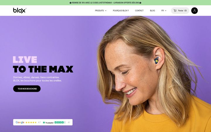 Screenshot of bloxearplugs.com