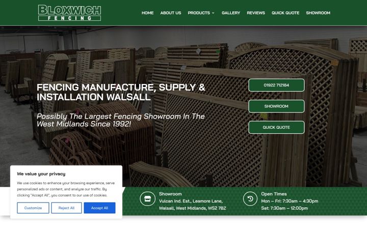 Screenshot of bloxwichfencing.co.uk