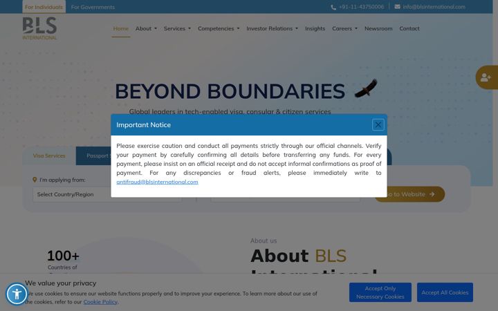 Screenshot of blsinternational.com