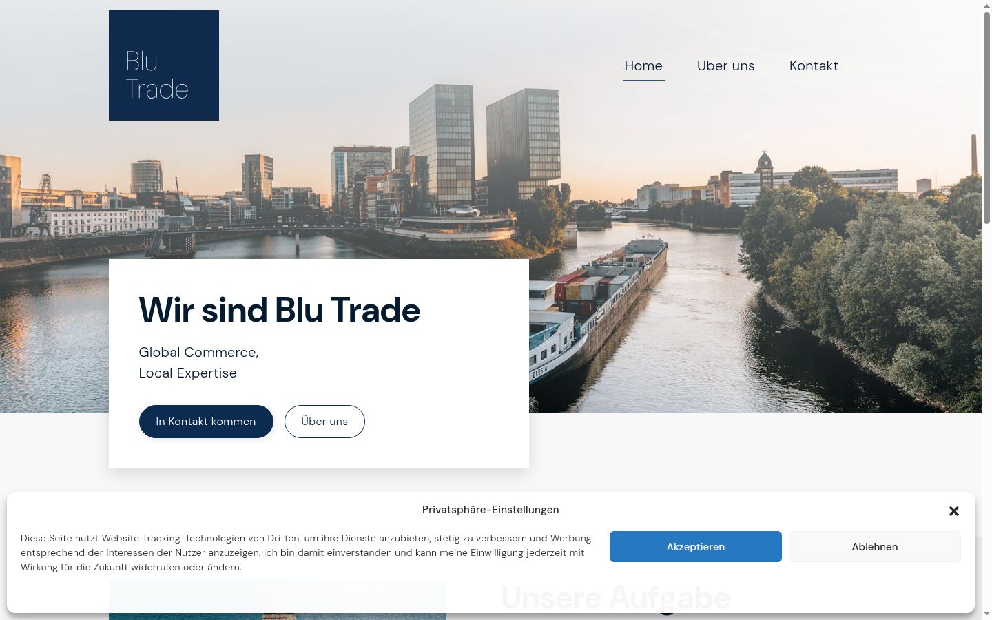 Screenshot des Einwilligungsbanners vor jeglicher Interaktion