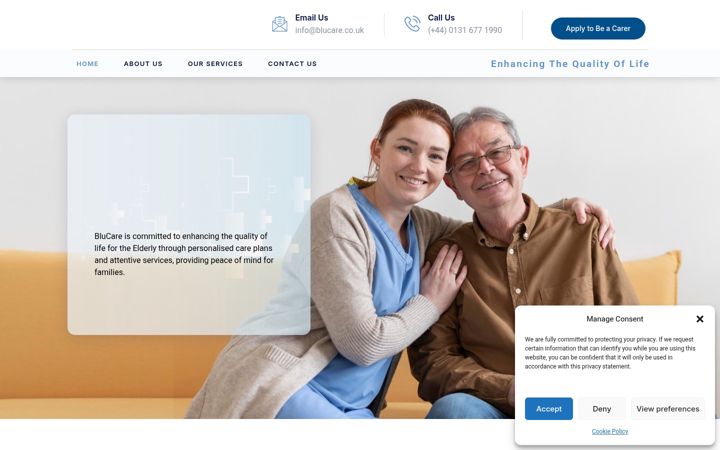 Skjámynd af blucare.co.uk