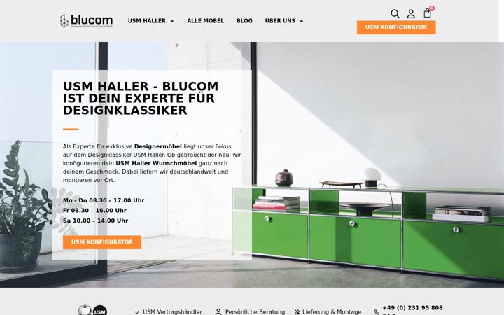 Skjámynd af blucom.de