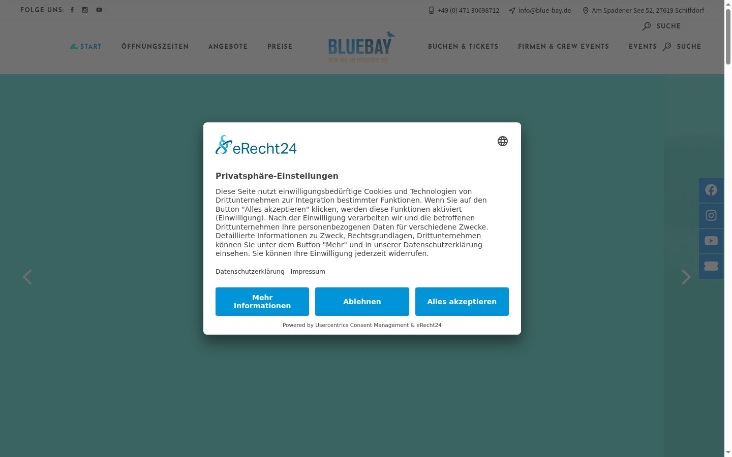 Capture d'écran de la bannière de consentement affichée avant toute interaction