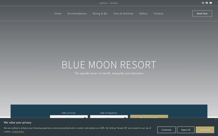 Posnetek zaslona blue-moonresort.com