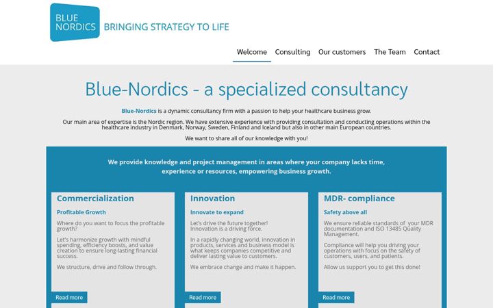 Screenshot of blue-nordics.com