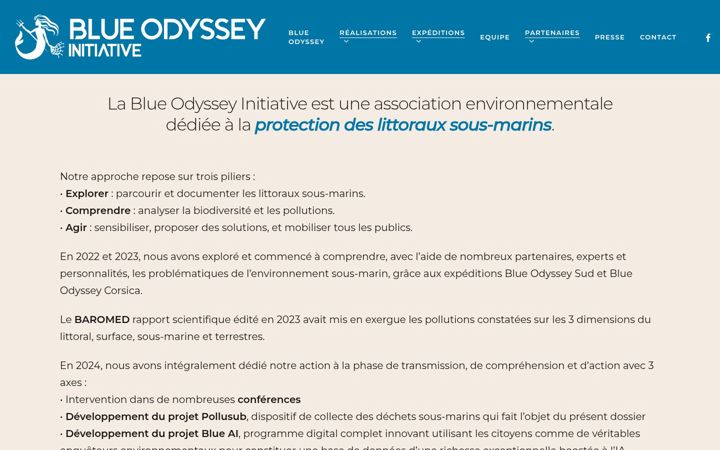Ekrānuzņēmums no blue-odyssey.org