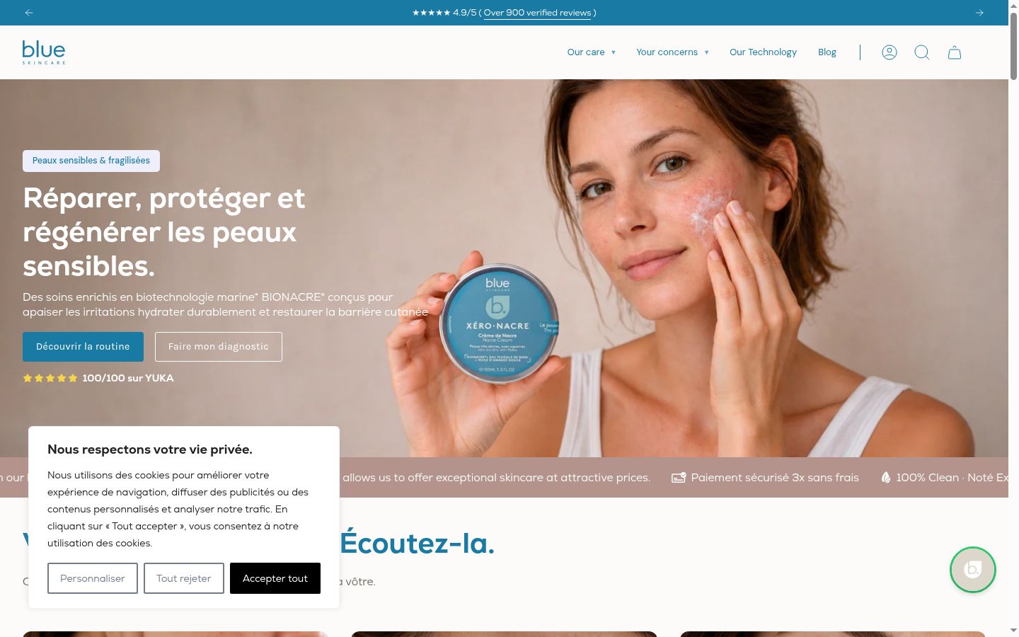 Sutikimo reklamjuostės, rodytos prieš bet kokią sąveiką, ekrano kopija