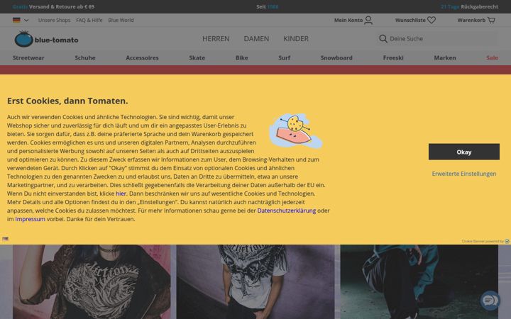 Screenshot of blue-tomato.com
