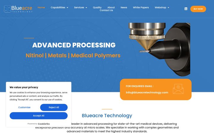 Skjámynd af blueacretechnology.com