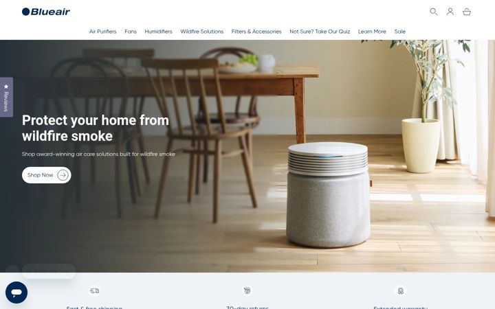 Screenshot of blueair.com