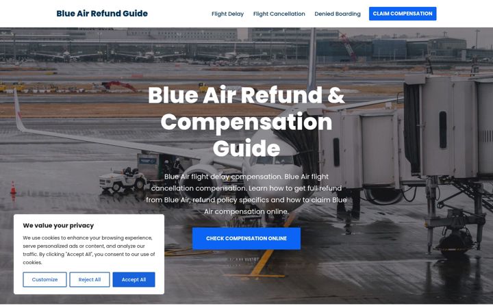 Screenshot di blueairrefund.com