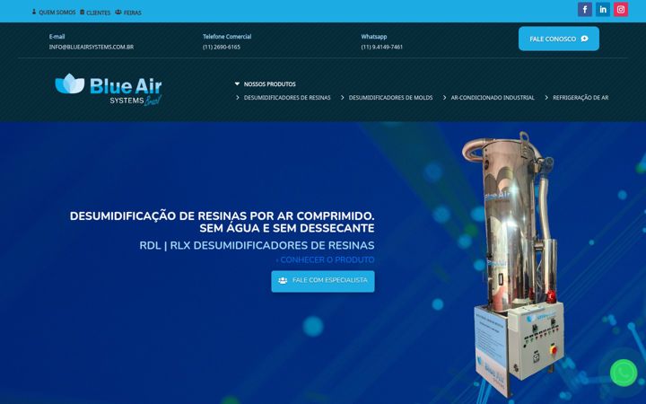 Skjámynd af blueairsystems.com.br