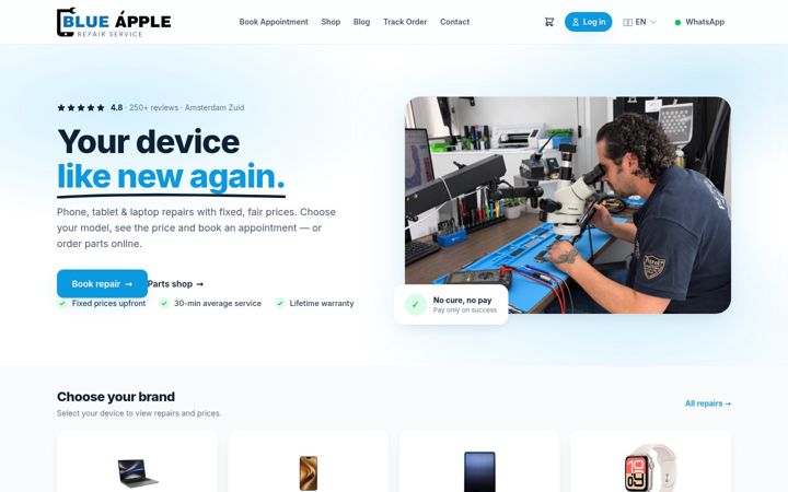 Screenshot of blueapple.nl
