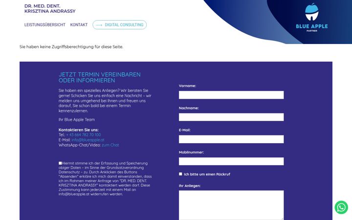 Screenshot of blueappledentist1.eu