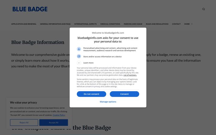 Screenshot of bluebadgeinfo.com