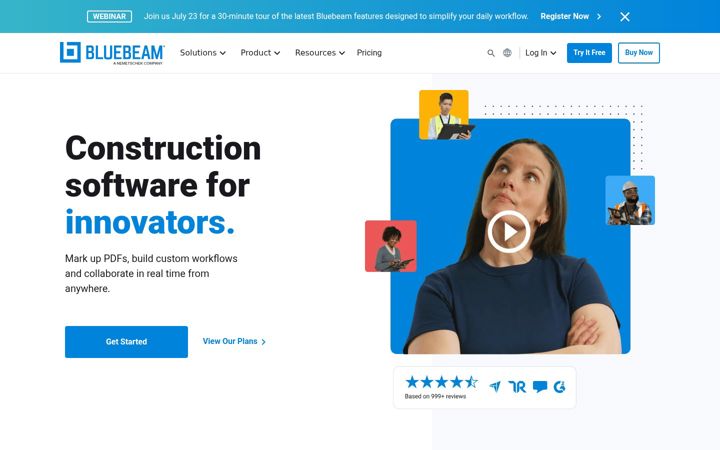Ekrānuzņēmums no bluebeam.com