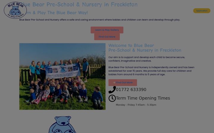 Screenshot of bluebearpreschool.co.uk