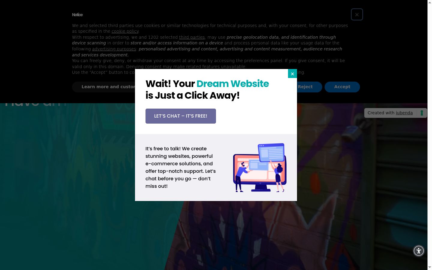 Screenshot του banner συγκατάθεσης που εμφανίστηκε πριν από οποιαδήποτε αλληλεπίδραση