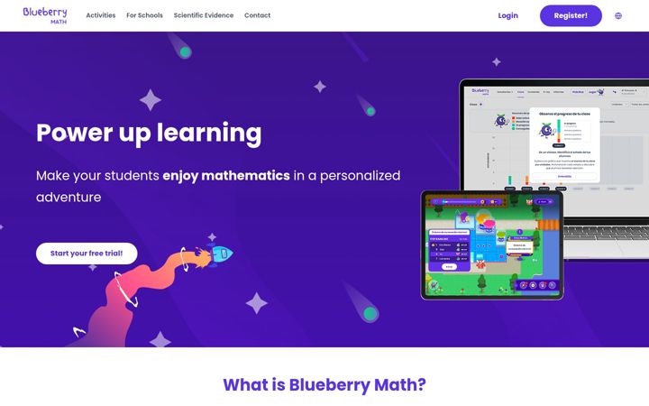 Captură de ecran a blueberrymath.com