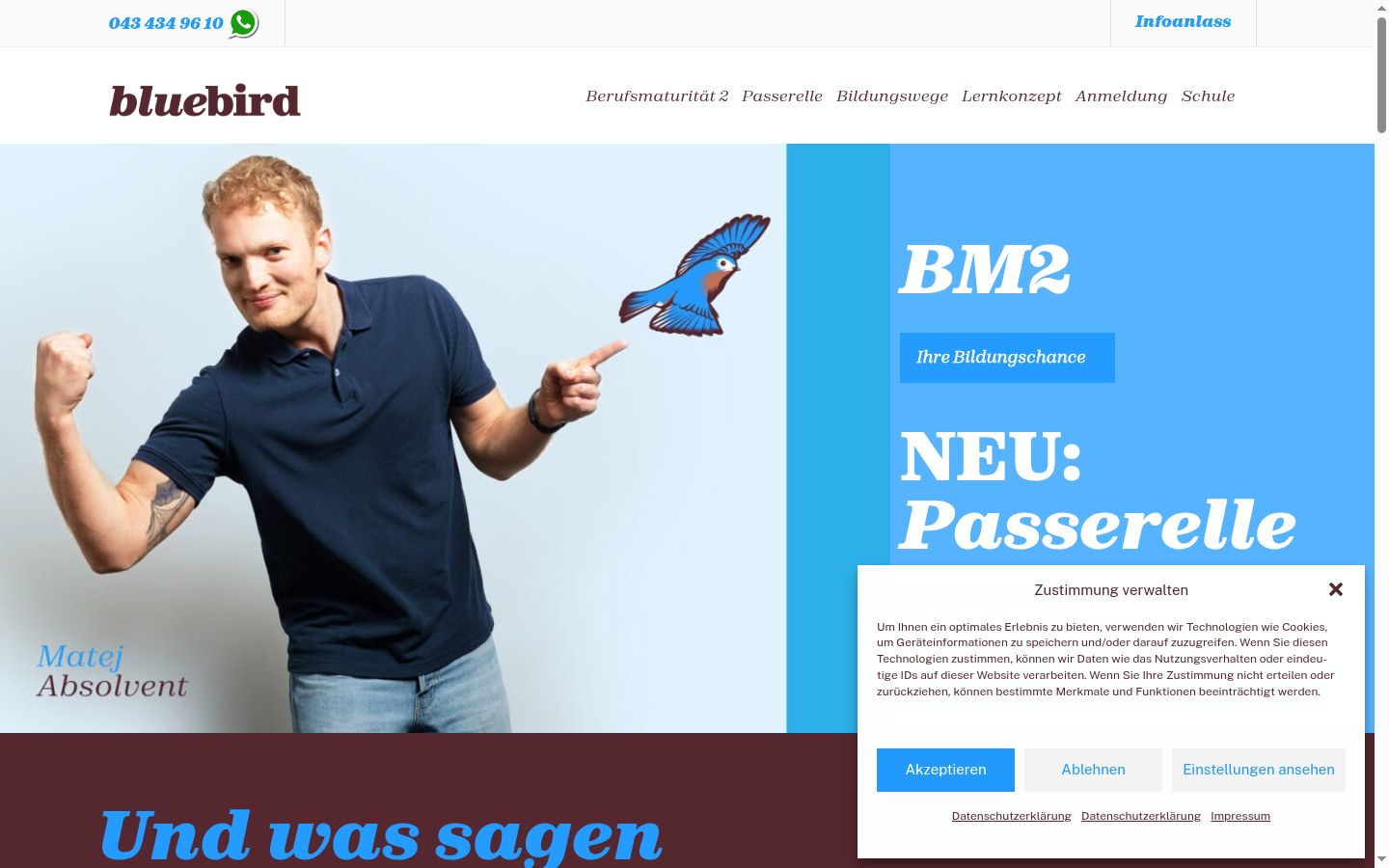 Screenshot des Einwilligungsbanners vor jeglicher Interaktion