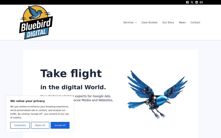 Screenshot of bluebirddigital.co.uk