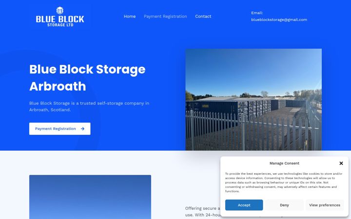 Screenshot of blueblockstorage.com