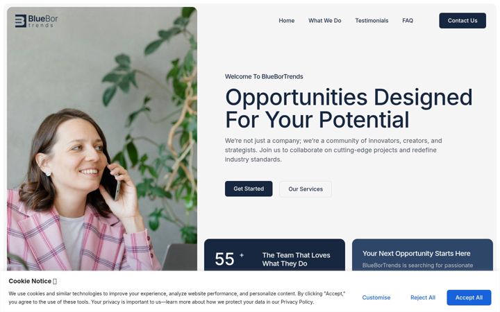 Screenshot of bluebortrends.com