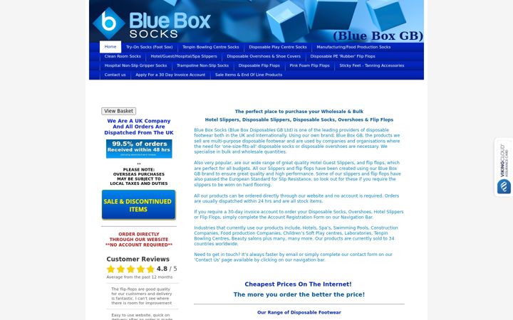 Screenshot of blueboxsocks.co.uk
