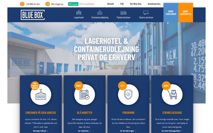 Screenshot stránky blueboxstorage.dk