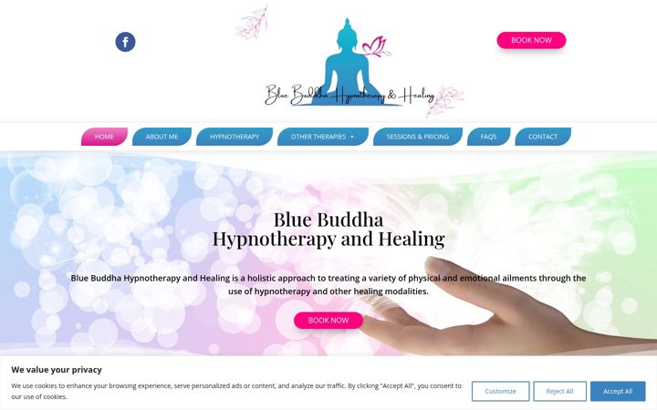 Screenshot of bluebuddhahypnotherapy.co.uk