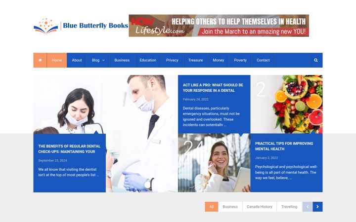 Screenshot stránky bluebutterflybooks.ca