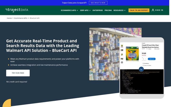 Screenshot of bluecartapi.com
