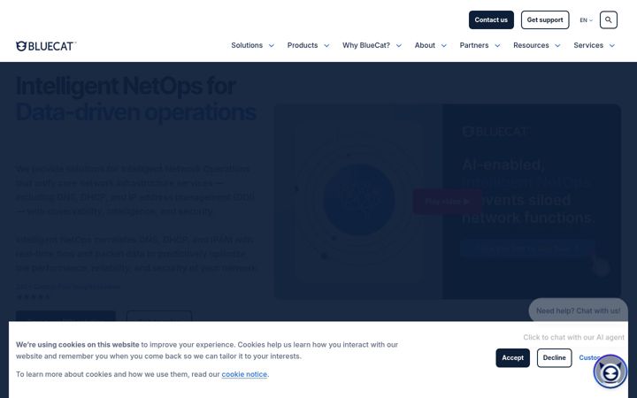 Screenshot of bluecatnetworks.com