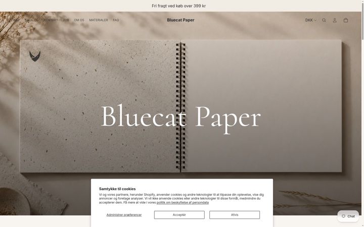 Screenshot of bluecatpaper.dk
